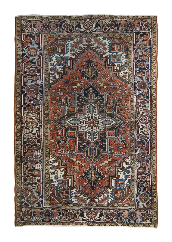 Persian Rug Heriz Handmade Area Antique Tribal 5'8"x8'8" (6x9) Red Geometric Design #A34230