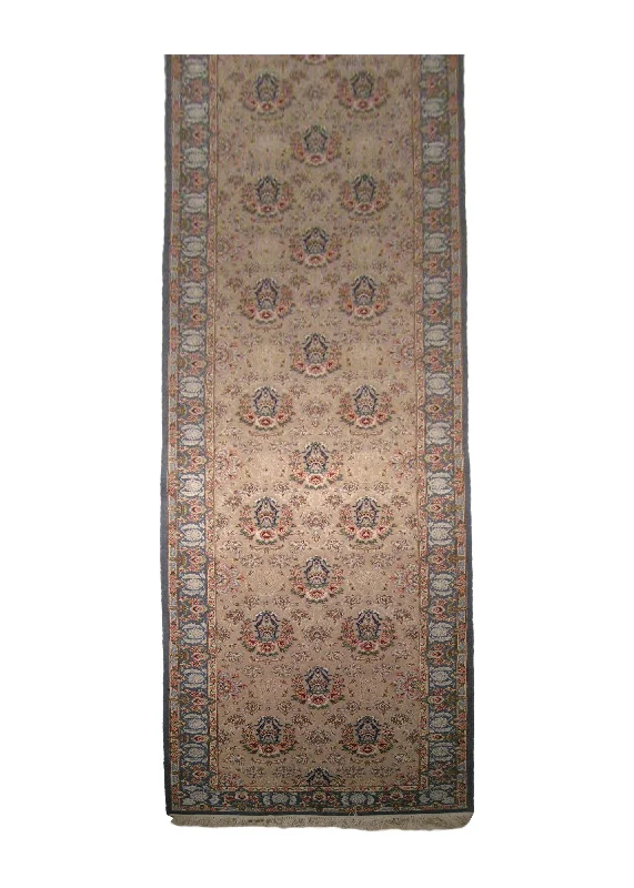 Persian Rug Isfahan Handmade Runner Traditional 2'9"x13'4" (3x13) Whites/Beige Blue Floral Design #A20637