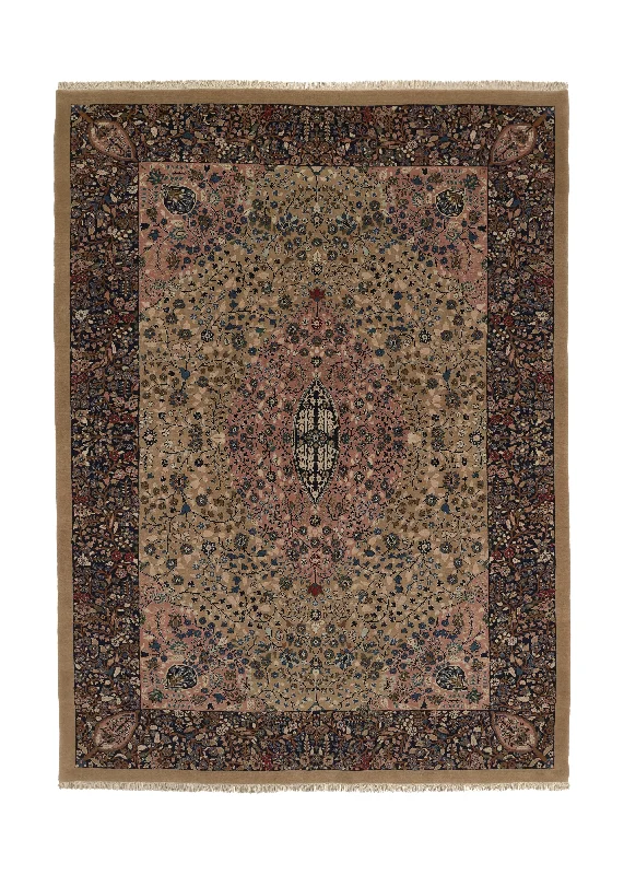 Persian Rug Kashan Handmade Area Traditional 8'2"x11'2" (8x11) Whites/Beige Blue Floral Design #25873