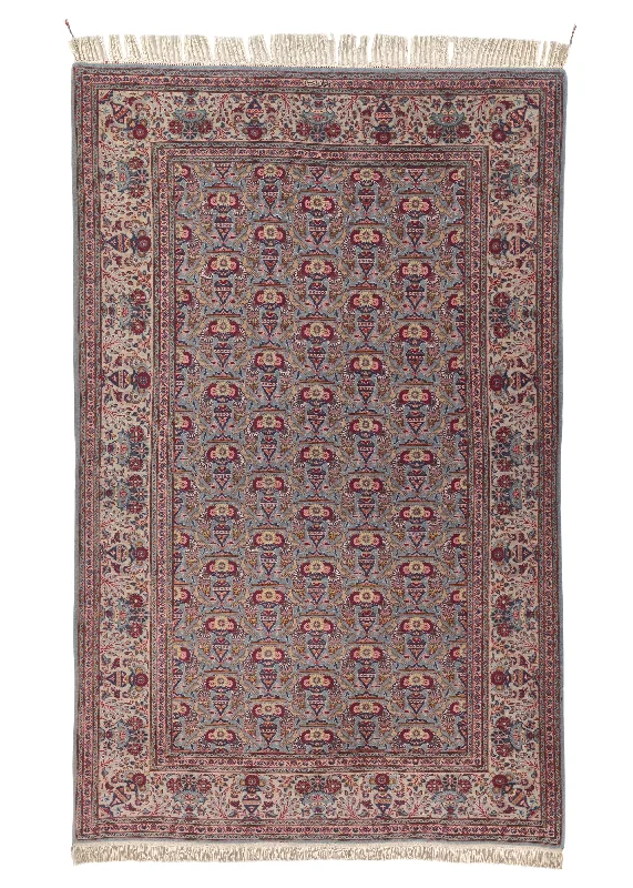 Persian Rug Kashan Handmade Area Traditional 4'8"x7'3" (5x7) Red Blue Mina Khanom Animals Adib Design #473