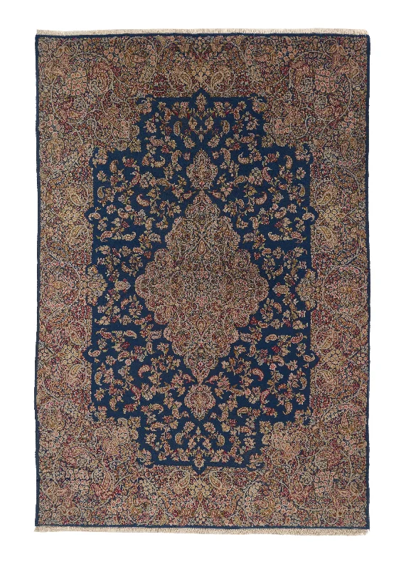 Persian Rug Kerman Handmade Area Traditional 8'0"x11'11" (8x12) Pink Blue Floral Design #35519