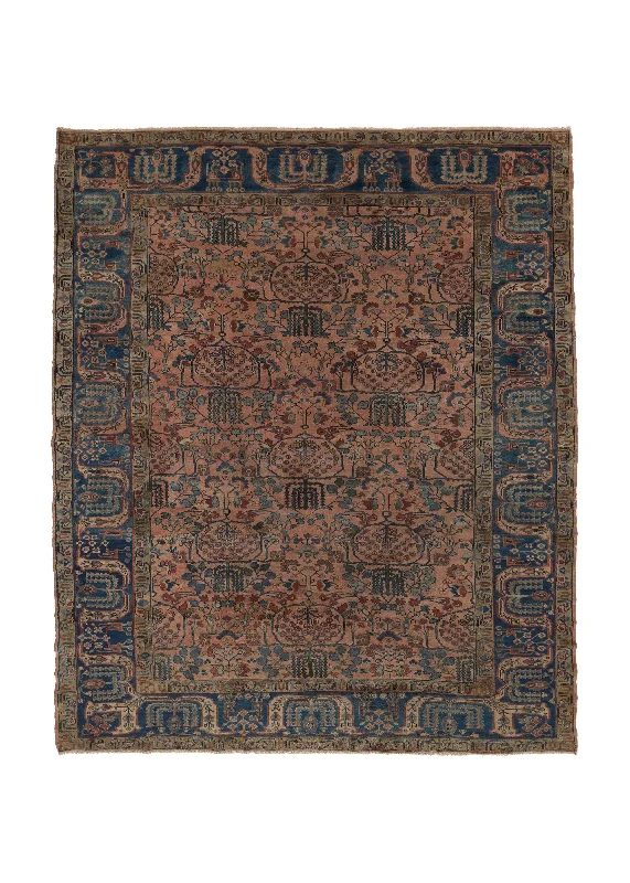 Persian Rug Lilihan Handmade Area Antique Traditional 9'2"x11'4" (9x11) Pink Blue Floral Cypress Tree Design #27042