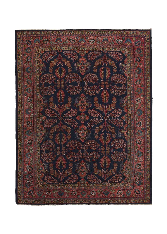 Persian Rug Mahal Handmade Area Antique Tribal 9'6"x12'4" (10x12) Red Blue Floral Design #23983