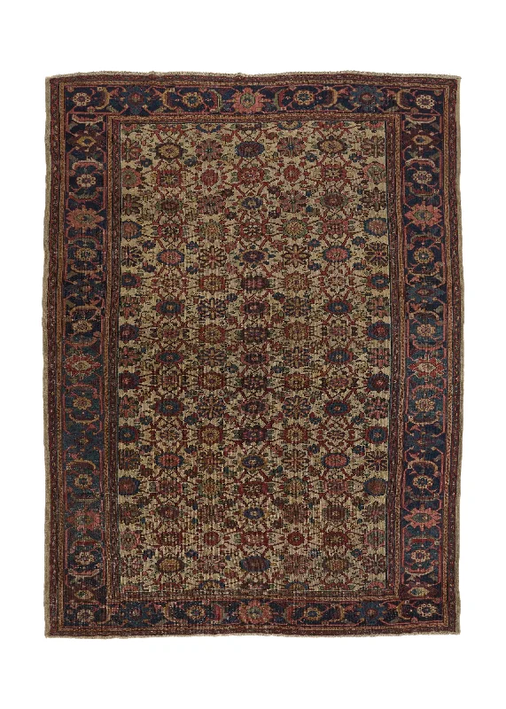 Persian Rug Mahal Handmade Area Antique Tribal 9'0"x12'0" (9x12) Whites/Beige Blue Floral Design #33099