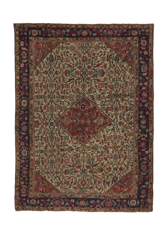 Persian Rug Mahal Handmade Area Antique Tribal 9'0"x12'5" (9x12) Whites/Beige Blue Red Floral Design #33131