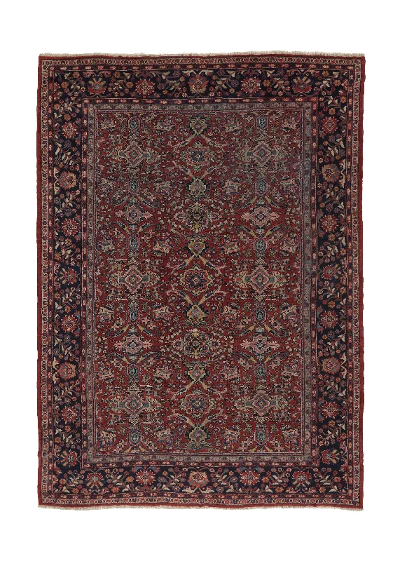 Persian Rug Mahal Handmade Area Tribal Vintage 9'2"x12'6" (9x13) Red Floral All Over Design Design #36119