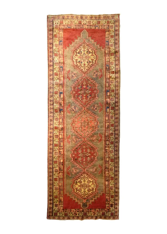 Persian Rug Sarab Handmade Runner Tribal Antique 4'0"x11'3" (4x11) Red Whites/Beige Geometric Design #A32655