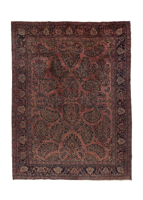 Persian Rug Sarouk Handmade Area Antique Traditional 8'6"x11'6" (9x12) Red Floral All Over Design Design #25494