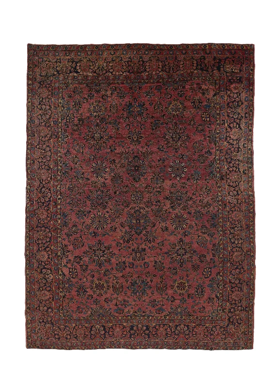 Persian Rug Sarouk Handmade Area Antique Traditional 8'9"x11'9" (9x12) Red Floral Design #24104