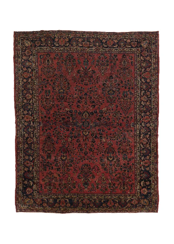 Persian Rug Sarouk Handmade Area Antique Traditional 8'10"x11'6" (9x12) Red Floral Design #28559