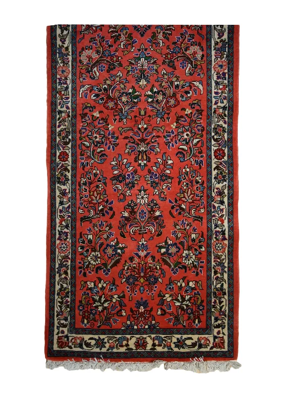 Persian Rug Sarouk Handmade Runner Traditional 2'8"x9'8" (3x10) Pink Floral Design #A33295