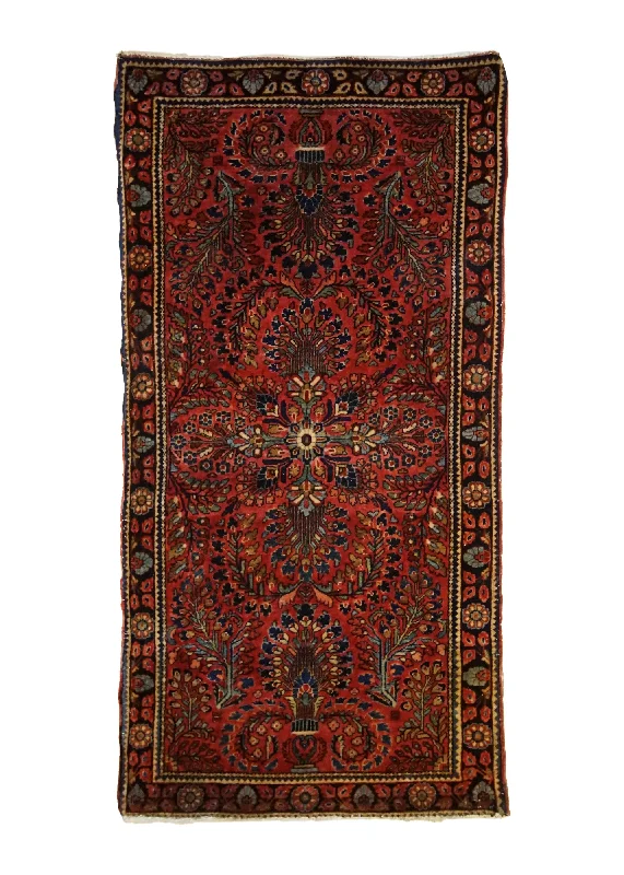 Persian Rug Sarouk Handmade Runner Traditional Antique 2'5"x4'11" (2x5) Red Floral Design #A33219