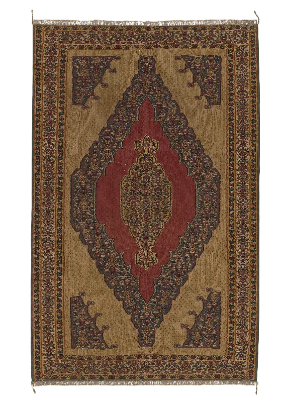 Persian Rug Senneh Handmade Area Tribal 5'4"x8'3" (5x8) Brown Red Geometric Design #34072