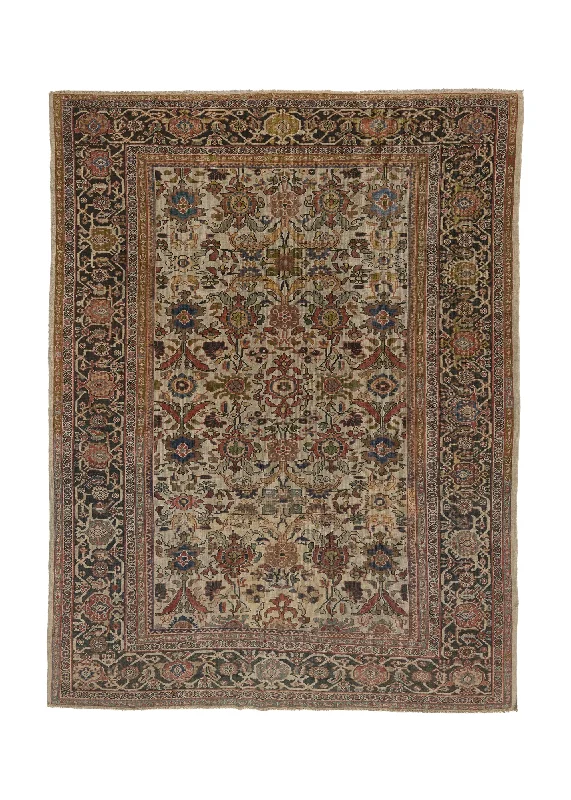 Persian Rug Sultanabad Handmade Area Antique Tribal 8'9"x11'2" (9x11) Whites/Beige Brown Floral Design #34291