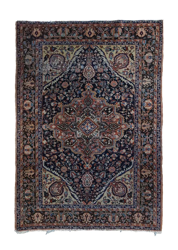 Persian Rug Tabriz Handmade Area Antique Traditional 3'5"x5'0" (3x5) Black Red Floral Design #A34226