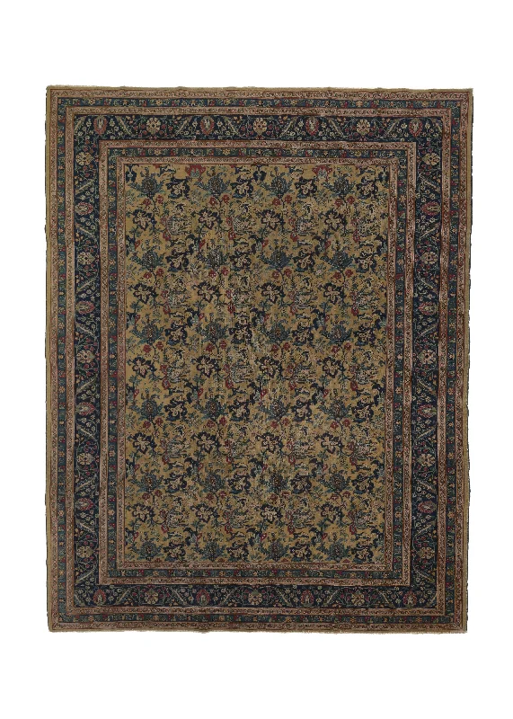 Persian Rug Tabriz Handmade Area Antique Traditional 9'2"x11'9" (9x12) Whites/Beige Blue Floral Design #28570