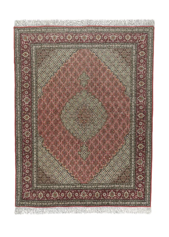 Persian Rug Tabriz Handmade Area Traditional 4'10"x6'5" (5x6) Pink Red Mahi Fish Design #35170