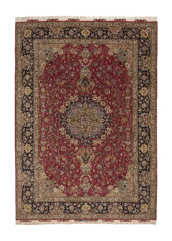 Persian Rug Tabriz Handmade Area Traditional 8'1"x11'6" (8x12) Pink Floral Naghsh Design #35561