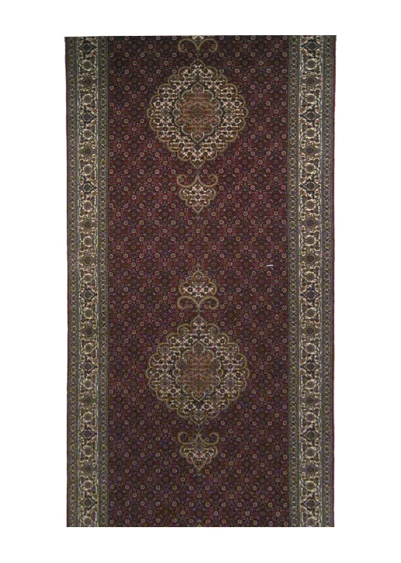 Persian Rug Tabriz Handmade Runner Traditional 2'8"x13'4" (3x13) Red Whites/Beige Mahi Fish Floral Design #A20607