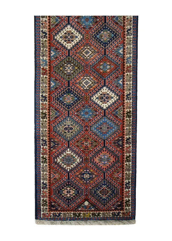 Persian Rug Yalameh Handmade Runner Tribal 2'0"x6'5" (2x6) Red Blue Geometric Design #A33373