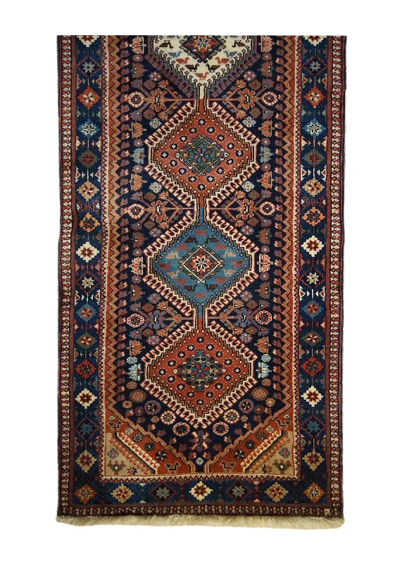 Persian Rug Yalameh Handmade Runner Tribal 2'9"x9'11" (3x10) Blue Red Geometric Design #A33291