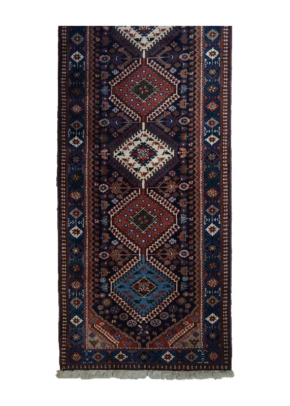 Persian Rug Yalameh Handmade Runner Tribal 2'9"x10'1" (3x10) Blue Red Geometric Design #A33722