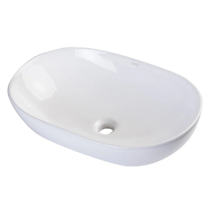 Eago White Ceramic 23-inch Oval Above-mount Bathroom Basin Vessel Sink