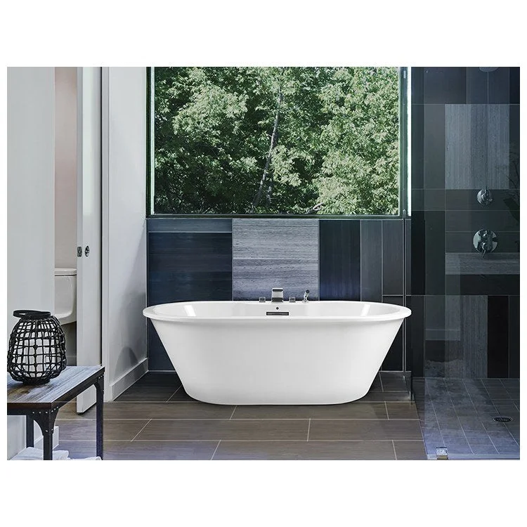 Air Tub New Yorker 10 72 x 36 Inch Freestanding Faucet Deck Air Massage Elite Center White Oval Acrylic CXL 83 Gallons 23-1/4 Inch