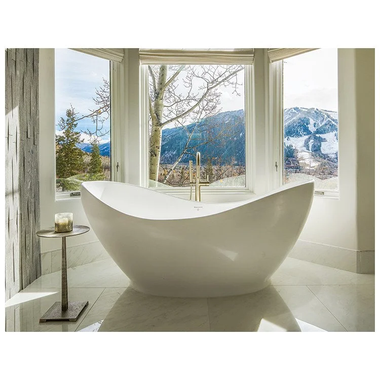 Air Tub Juliet 72 x 35 Inch Freestanding Air Bath Center White Gloss Oval Sculpturestone 102 Gallons 32-1/2 Inch