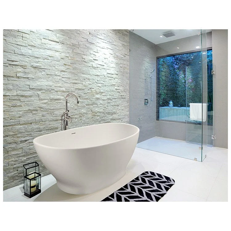 Air Tub Elise 68 x 37 Inch Freestanding Air Bath Center White Gloss Oval Sculpturestone 95 Gallons 24-1/2 Inch