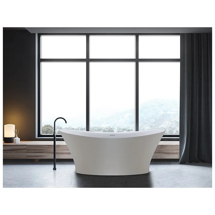 Air Tub Mallory 66 x 35 Inch Freestanding Air Bath Center Biscuit Matte Oval Sculpturestone 79 Gallons 26-1/2 Inch