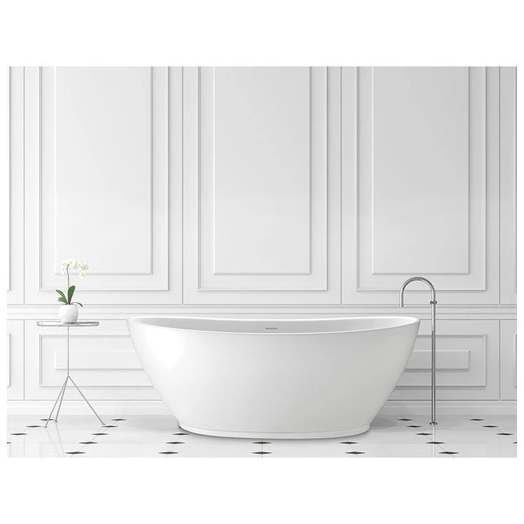 Air Tub Elise 73 x 37 Inch Freestanding with Integral Pedestal Center White Gloss Oval Sculpturestone 102 Gallons 22-3/4 Inch