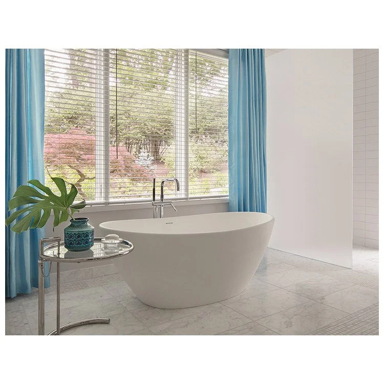 Air Tub Elise 62 x 36 Inch Freestanding with Integral Pedestal Center White Gloss Oval Sculpturestone 86 Gallons 25 Inch