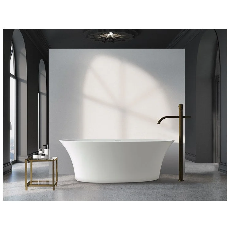 Air Tub Adeline 64 x 31 Inch Freestanding Air Bath Center White Gloss Oval Mineral Composite 71 Gallons 21-3/8 Inch