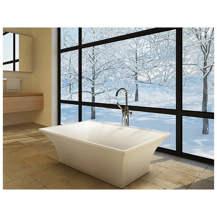 Soaking Tub Intarcia 67 x 40 Inch Freestanding Center Biscuit Matte Sculpturestone 90 Gallons 19-1/2 Inch