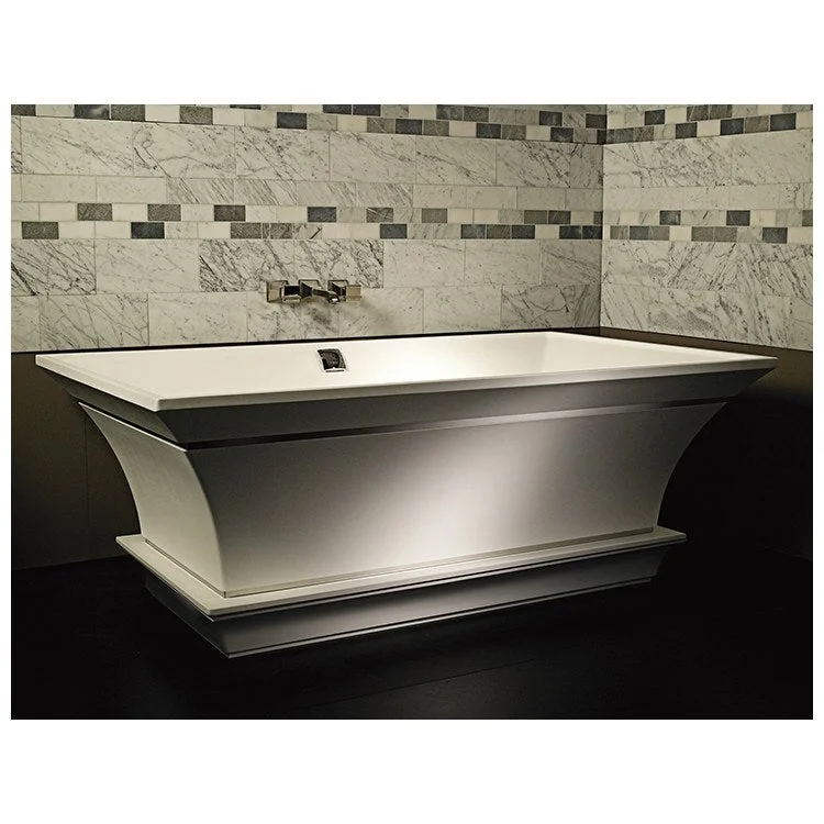 Soaking Tub Intarcia 67 x 40 Inch with Inverted Pedestal Center Biscuit Gloss Sculpturestone 90 Gallons 24-3/4 Inch