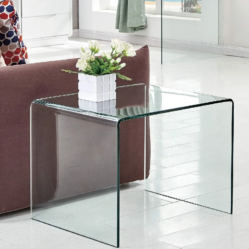 Bedside Table,Glass Nightstand Table (20x20x19)