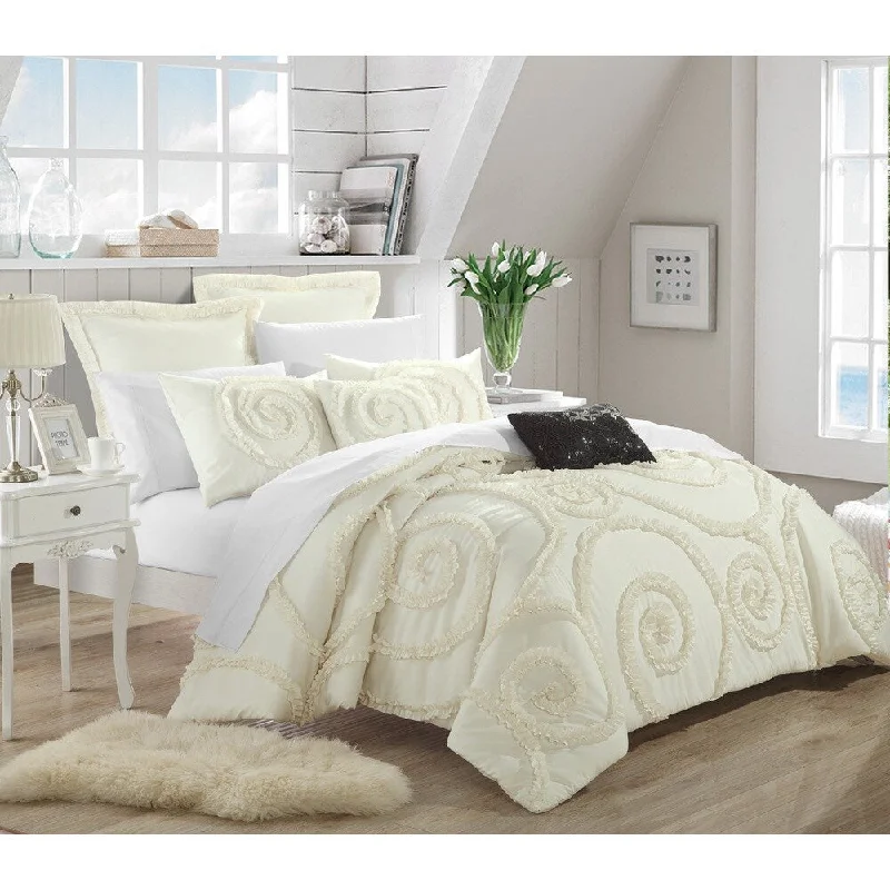 Chic Home Rosamond Bed-In-A-Bag Cream Comforter 7-Piece Set