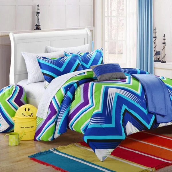 Chic Home Ziggy Zag Blue 9-piece Dorm Room Bedding Set