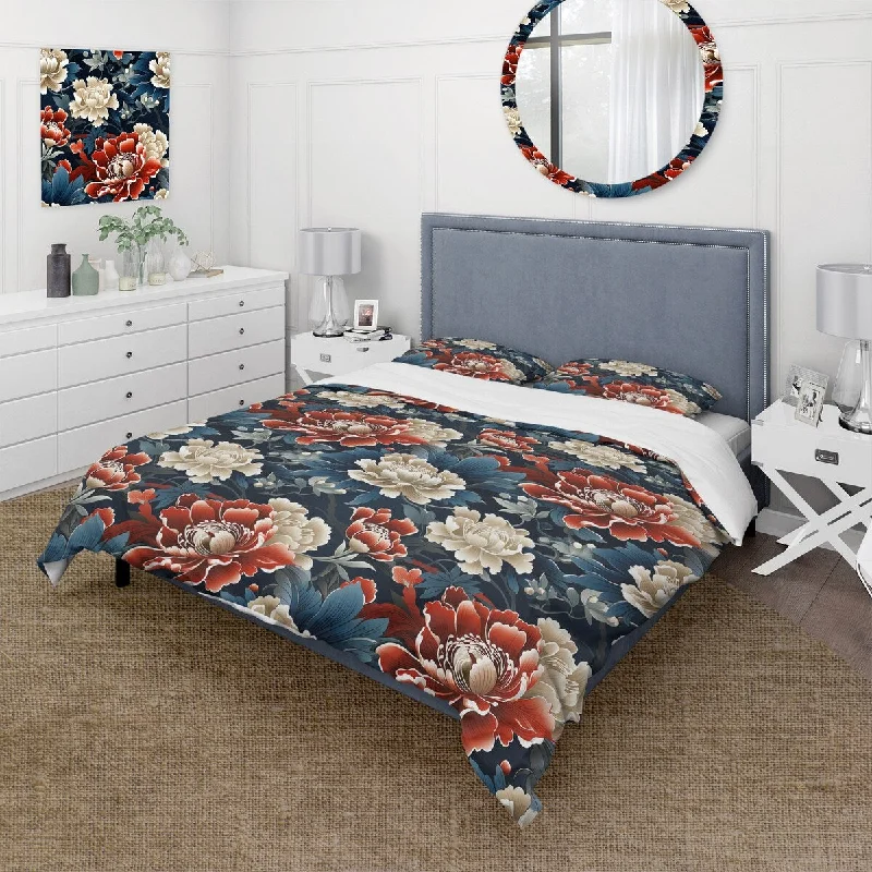 Designart "Ming Dynasty Resonance" Abstract Bed Cover Set With 2 Shams