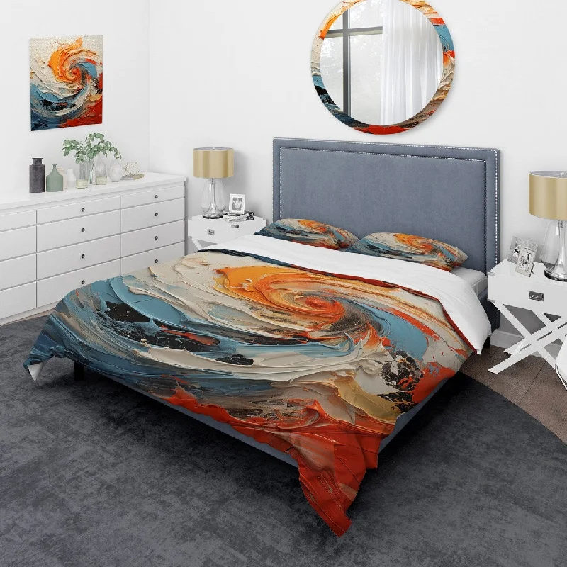 Designart "Spiral Chaos collages Unleashed I" Abstract Collages Bedding Cover Set - Traditional Bed Set with Shams