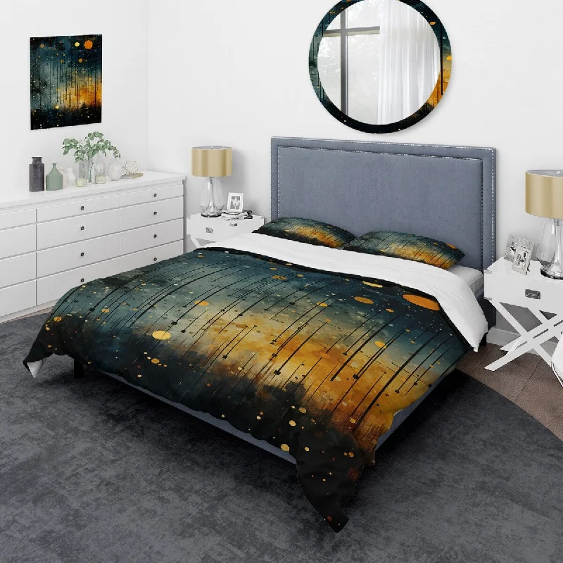 Designart "Yellow Astral Murmurs landscape" Abstract Landscapes Bedding Cover Set - Traditional Bed Set with Shams