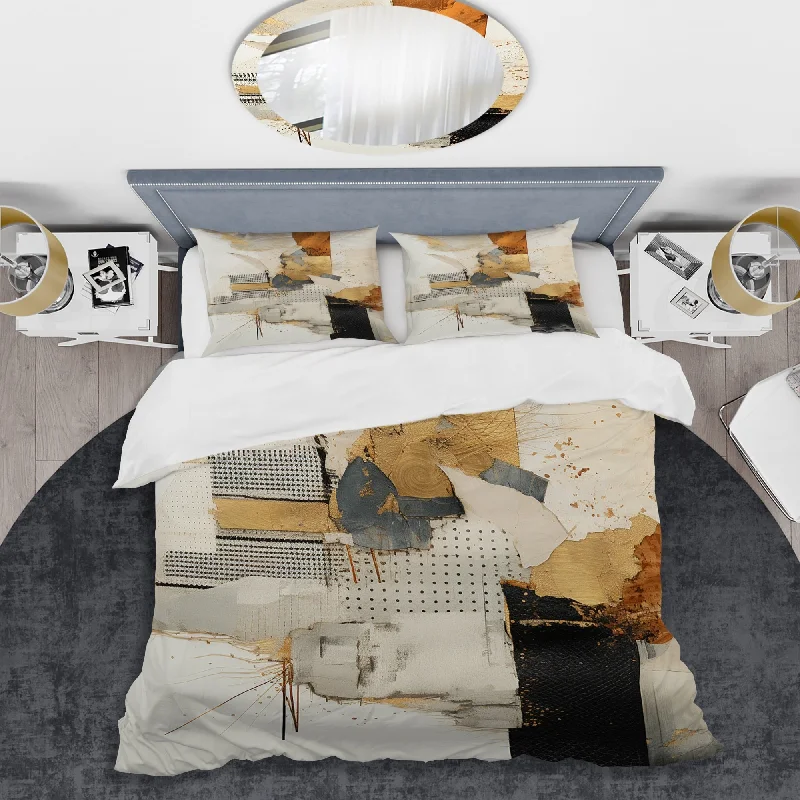 Designart "Yellow Radiant Sunset Dream 3" Abstract Collages Bedding Cover Set - Traditional Bed Set with Shams