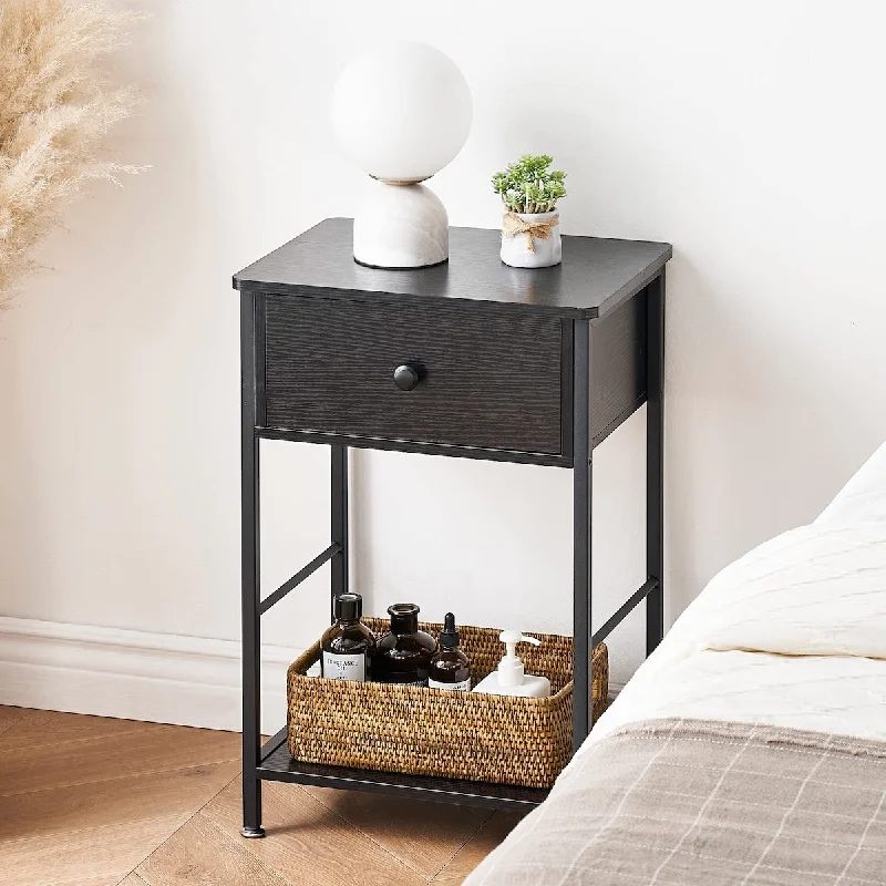 Drawer and Storage Rack, End Table Side Table Beside Table Nightstand for Bedroom, Living Room, Sofa Couch, Hall, Easy Assembly