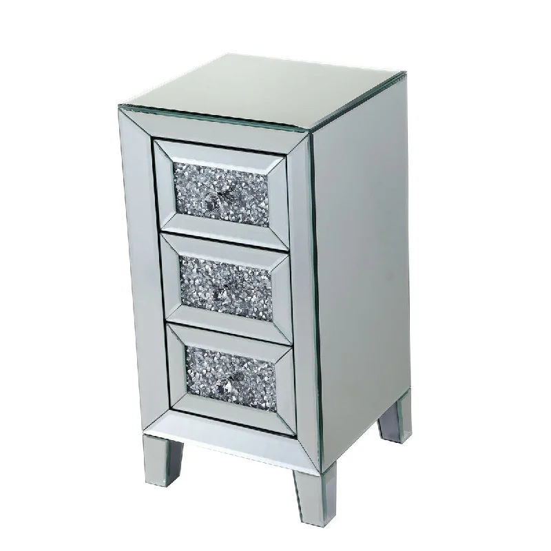 Elegant Mirrored Nightstand - Stylish Storage Solution for Your Bedroom and Living Room