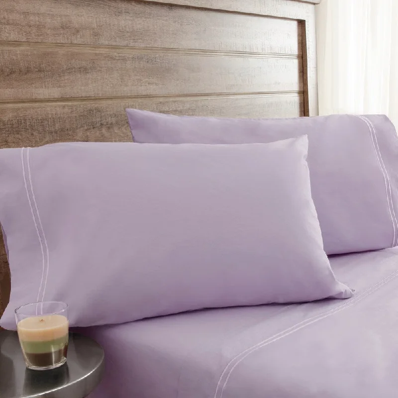 Elite Home Products 200 Thread Count Soft Washed Percale Lt. Orchid Bed Sheet Sets