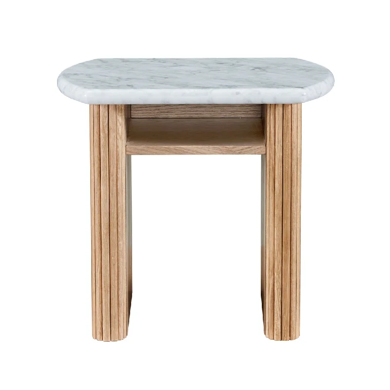 Noir Oval Bedside Table (Oak, Marble)