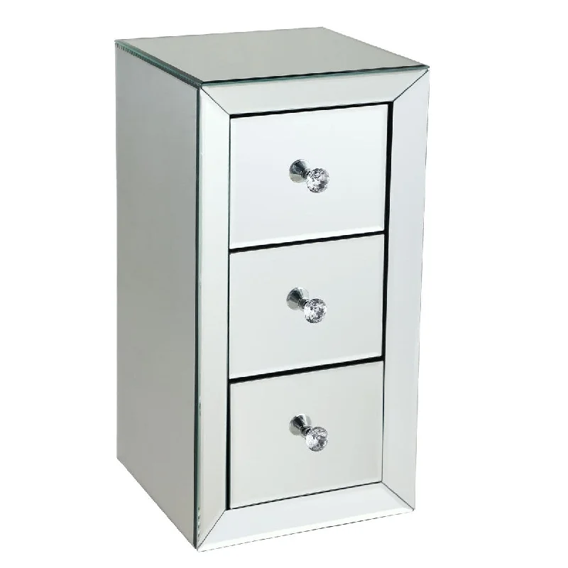 Mirrored 3-Drawer Nightstand - Elegant Storage for Bedroom and Living Room