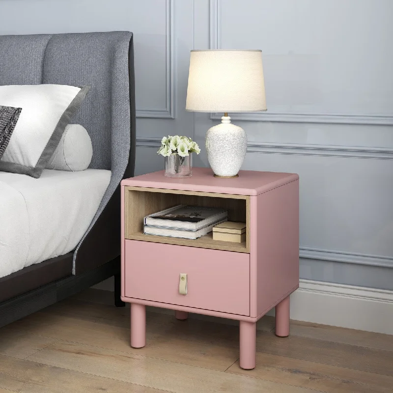 Modern Single Wooden Bedside Table With Drawer