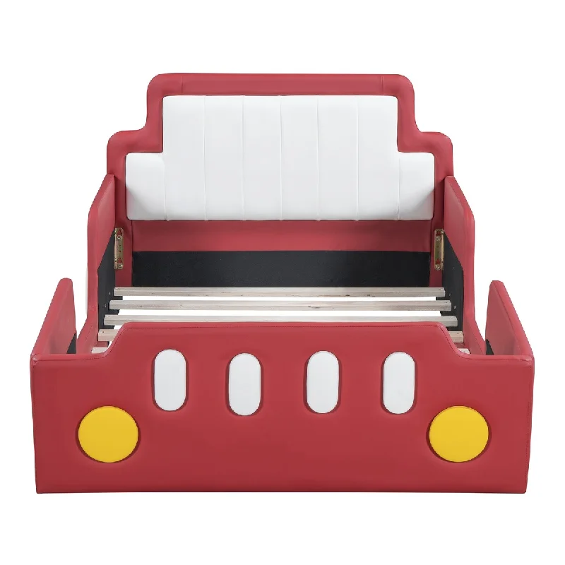 Red Creative Race Car Kids Platform Bed & Upholstered Backrest Bed